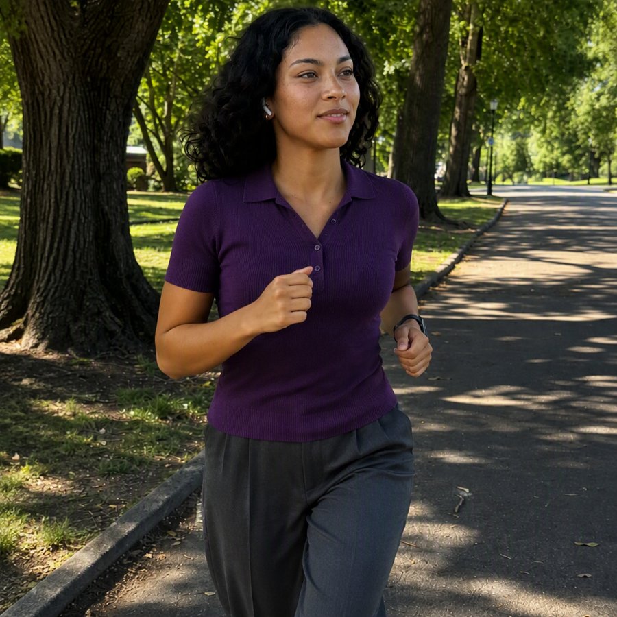 purple polo with sweatpants is my new go-to for coffee runs