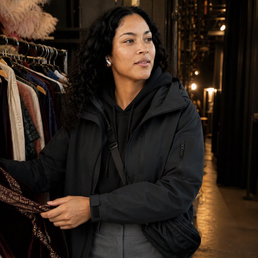 Your layering game is strong for a thrift run.