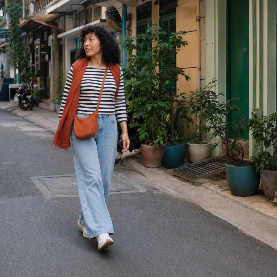 the rust tones pop against those blue jeans