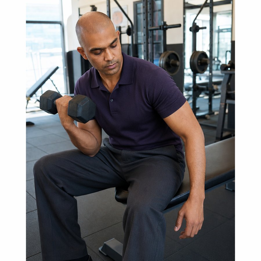 slacks that survived a leg day without wrinkling
