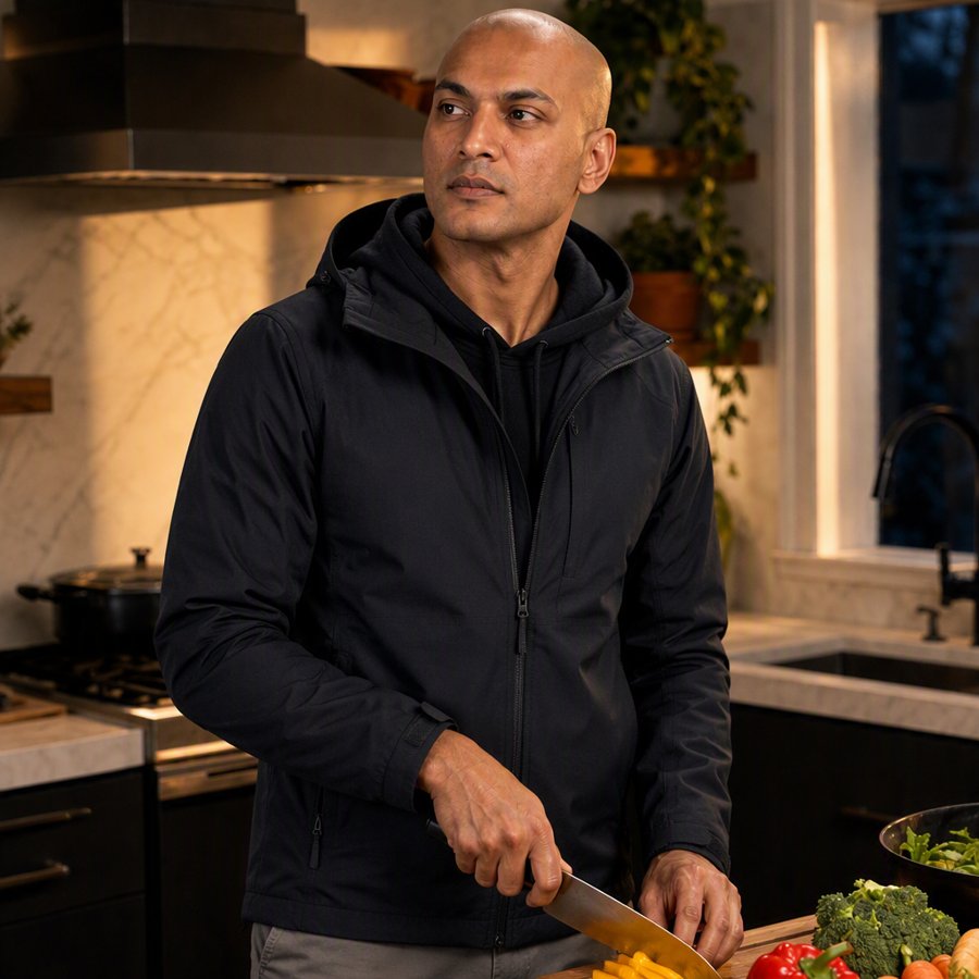 Late night kitchen prep calls for this black layering combo.
