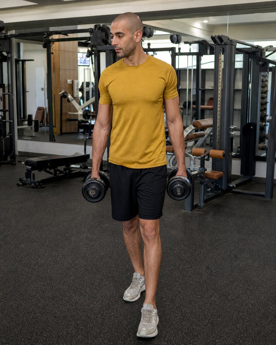 Morning lift in this mustard tee