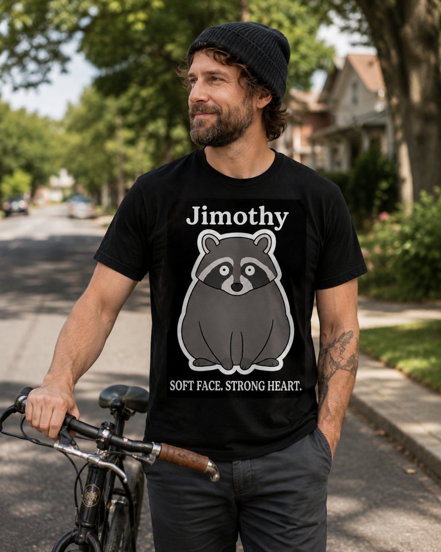 Need the Jimothy tee with "Soft Face. Strong Heart." right now.