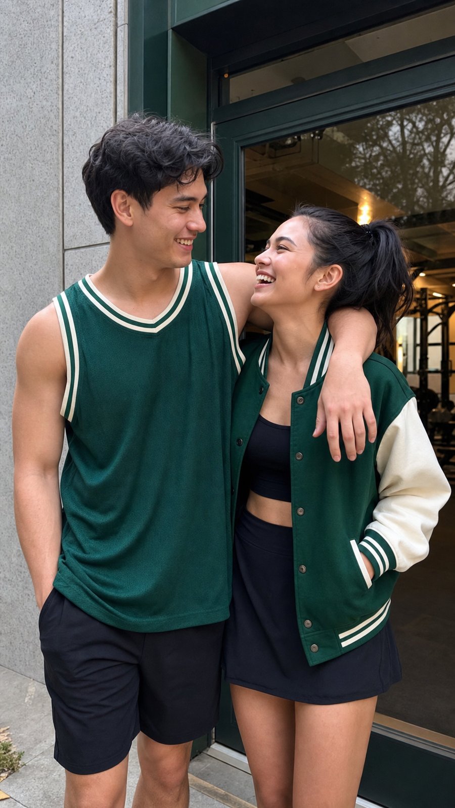 matching green set for running errands