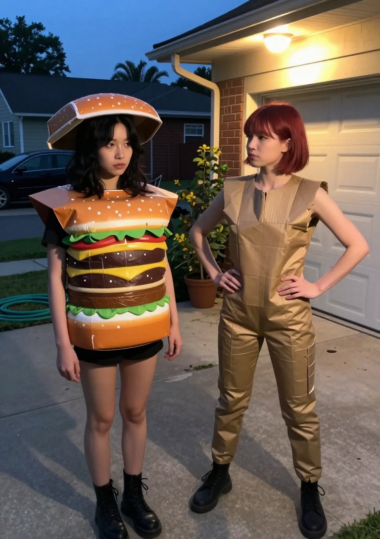 halloween burger fit rocking these chunky combat boots