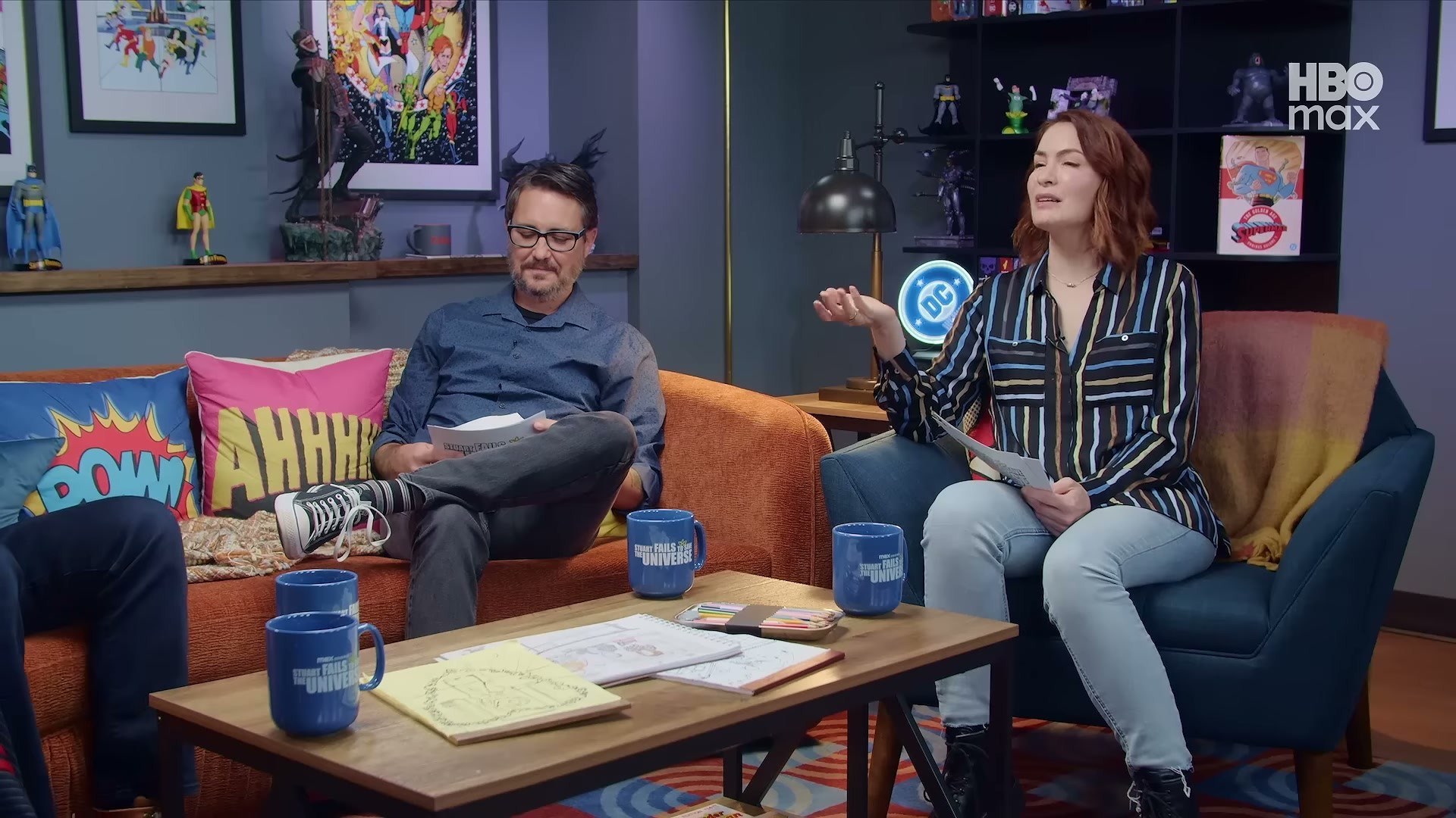 Felicia Day in Stuart Fails to Save the Universe — stripes are definitely carrying this look
