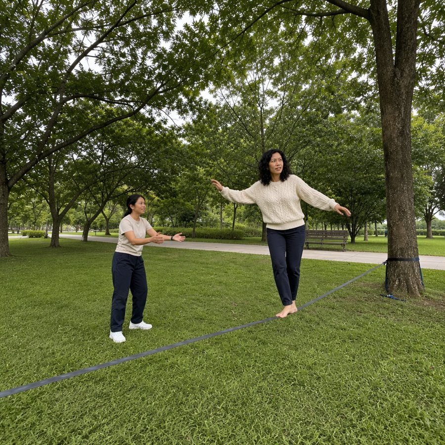 i'd probably faceplant trying to match her balance in this knit