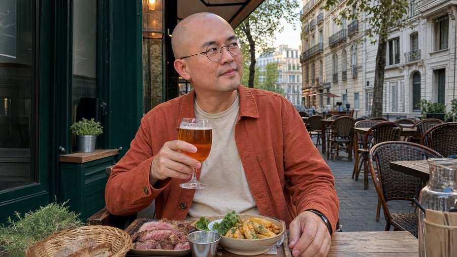 rust overshirt is doing all the heavy lifting