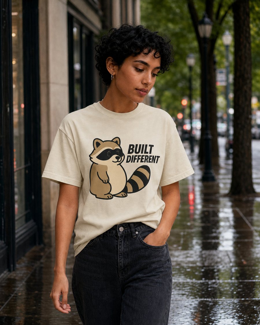 Jimothy pops on this creamy tee, BUILT DIFFERENT energy