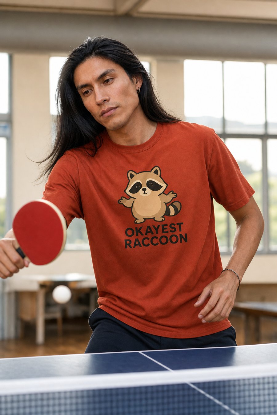 Jimothy, you look so okayest in that 'OKAYEST RACCOON' shirt.