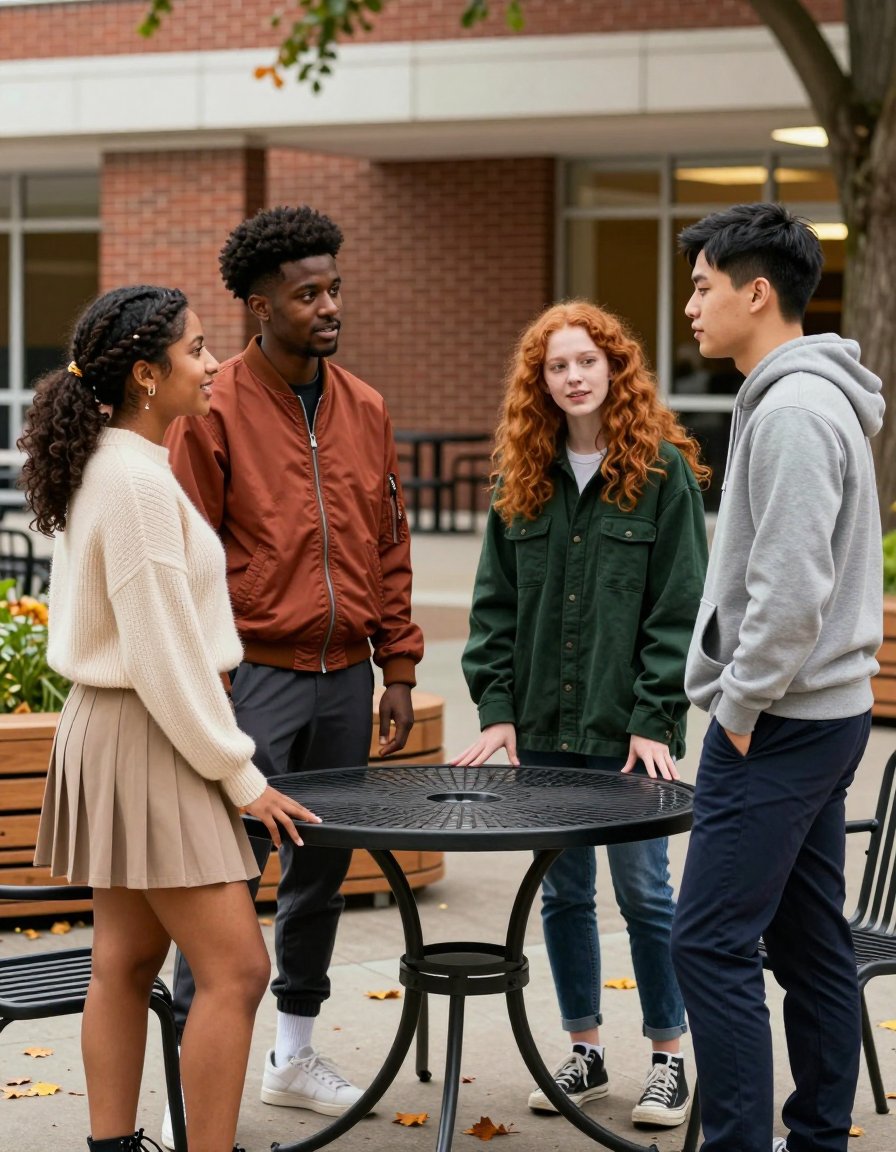 This cream sweater and pleated skirt combo is *chef's kiss*.