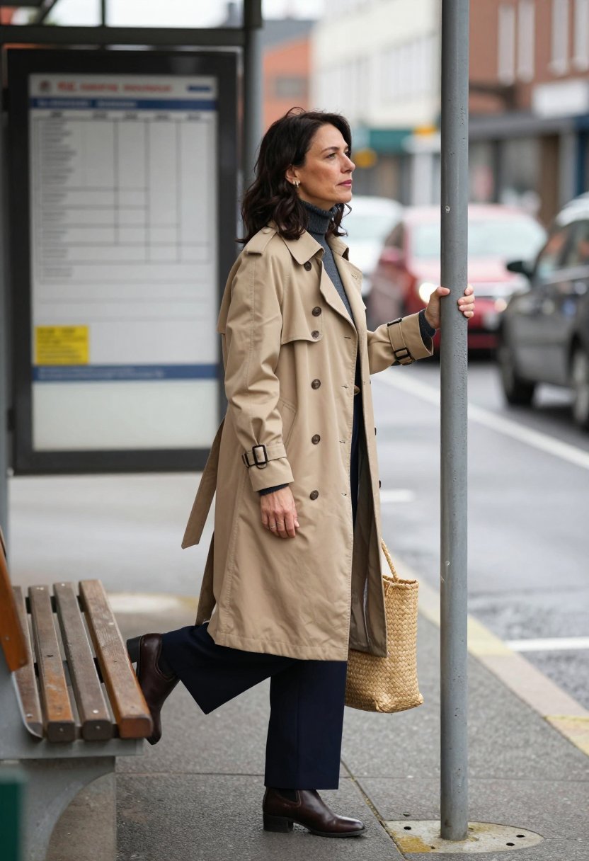 Minnie Driver's Effortless Fall Commuter Look
