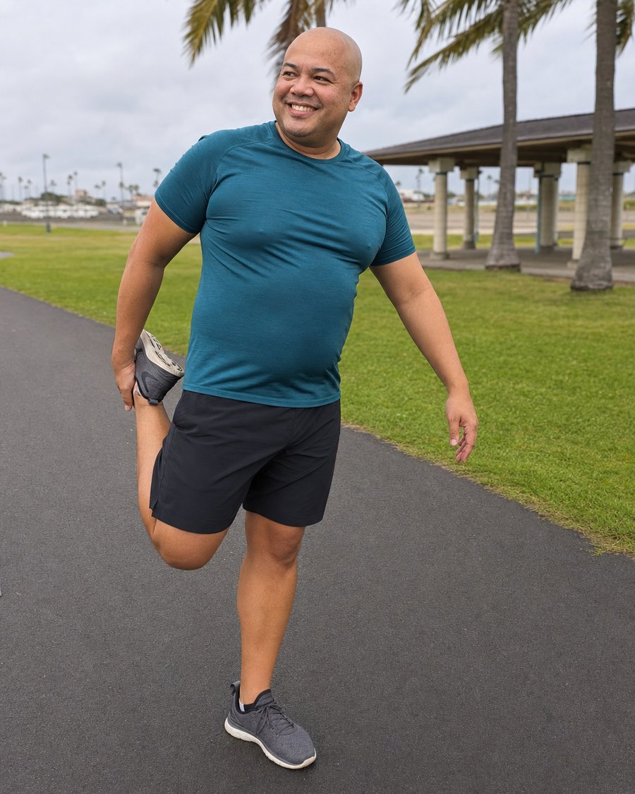 teal tee hitting different on the path