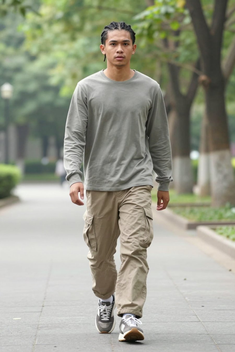 khaki cargos perfect for campus strolls