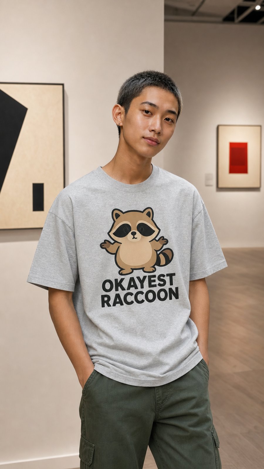 Jimothy on an OKAYEST RACCOON tee is the mood.