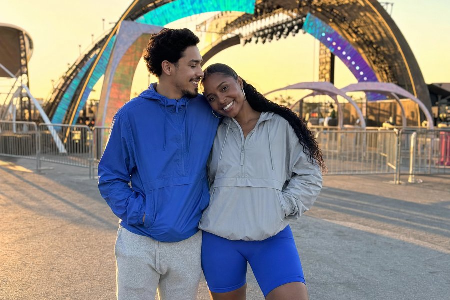 her shorts are basically his hoodie in leg form
