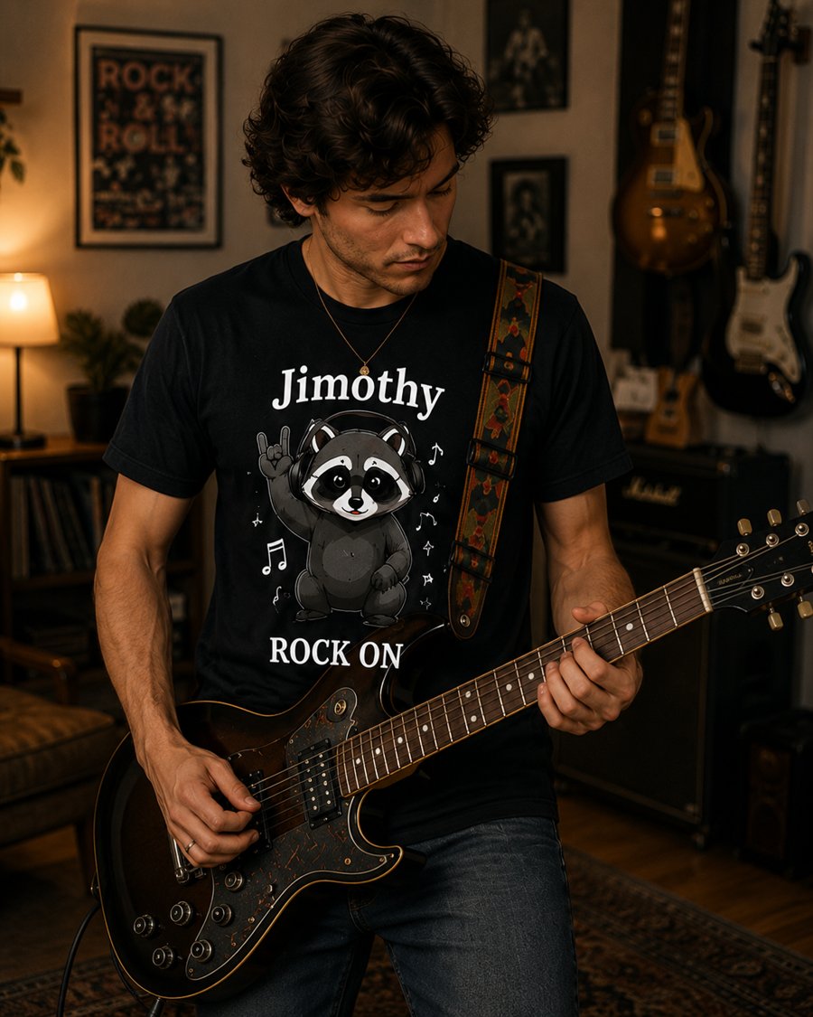 jimothy literally drew himself on this tee and ROCK ON