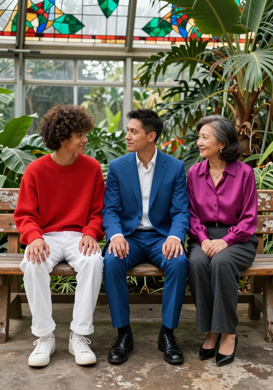 red sweater stealing the show on the left