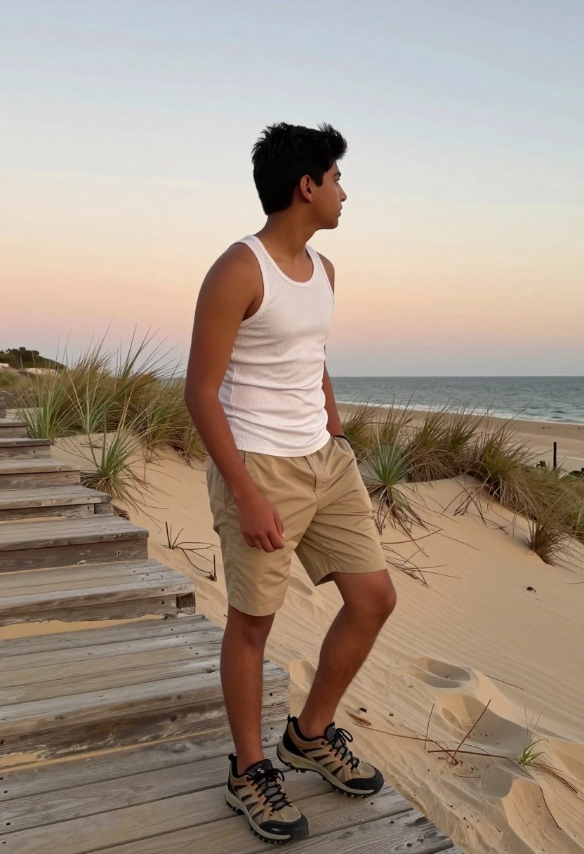 Sunset vibes with this tank and shorts combo.