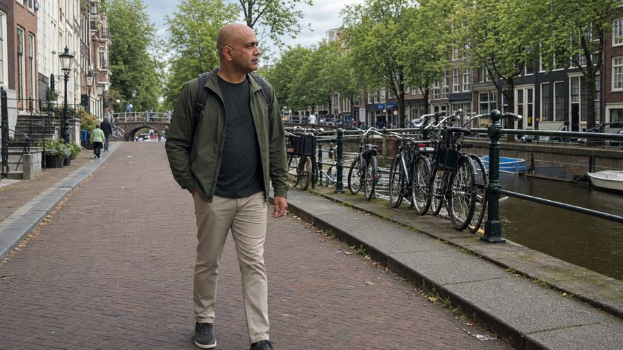 The jacket handles the whole city walk.