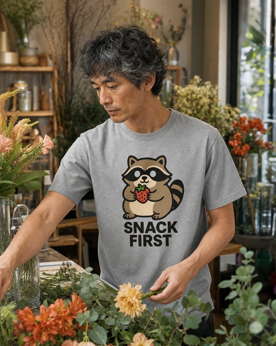 wear my Jimothy 'snack first' tee to grab boba