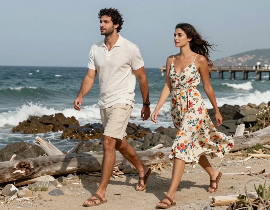 Floral Midi Dress Beach Walk