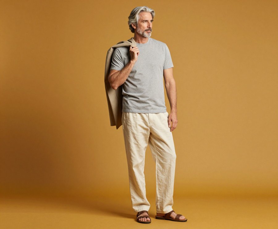 Heavyweight grey tee fits the tough tee trend.