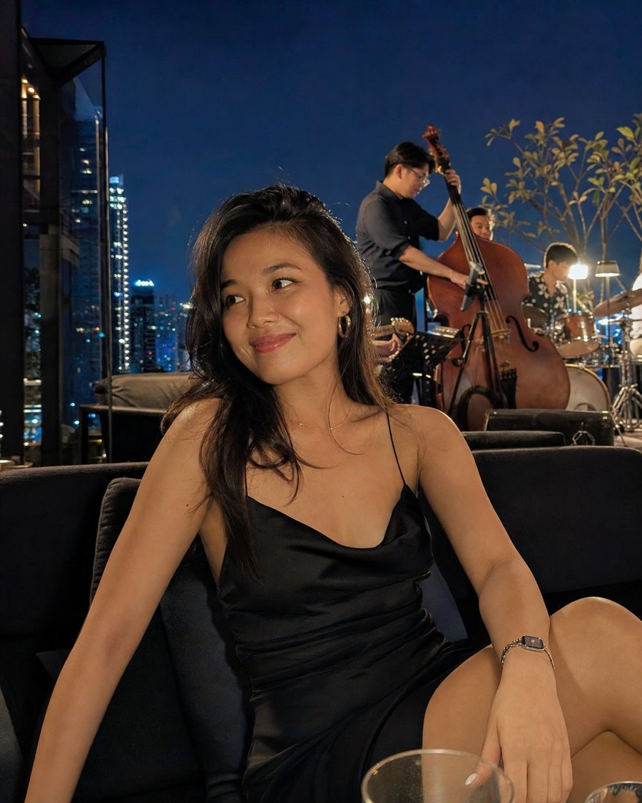 I'd wear this slip dress to a rooftop dinner.