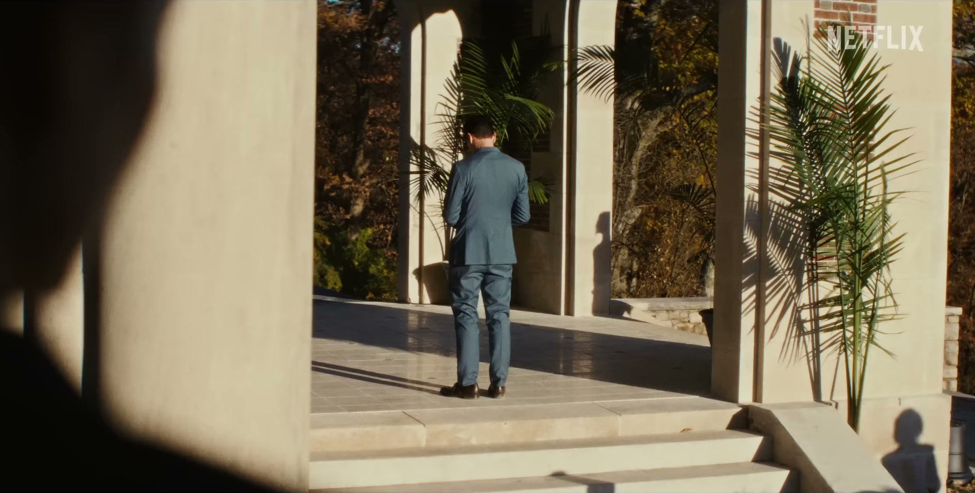 from The Beast in Me on Netflix trailer — blue suit vibes for the weekend