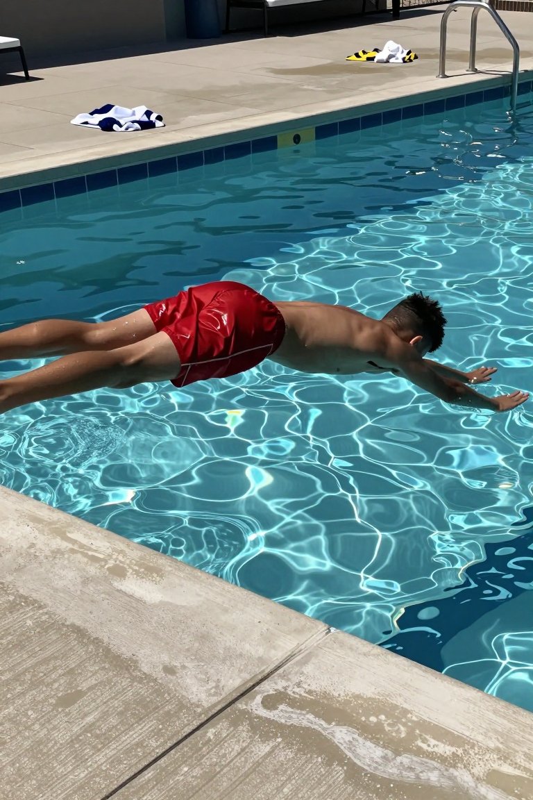 Bold Red Shiny Swim Trunks for Summer