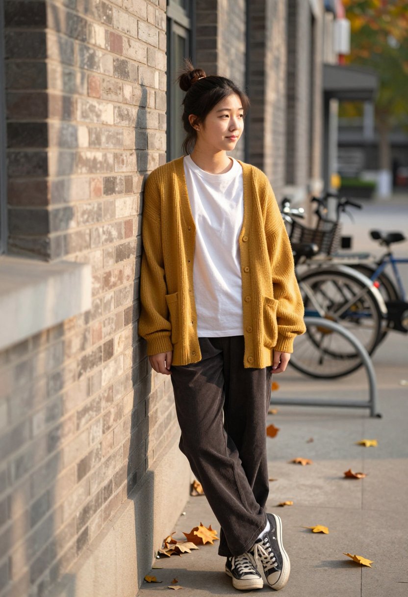 mustard cardigan is doing all the work today