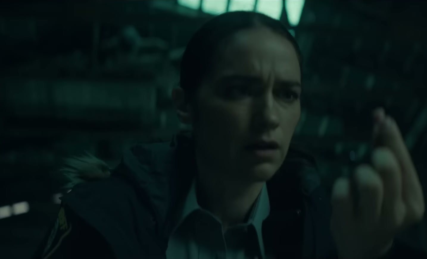 Melanie Scrofano in Revival on Netflix — fur lined hoods are just cozy AF