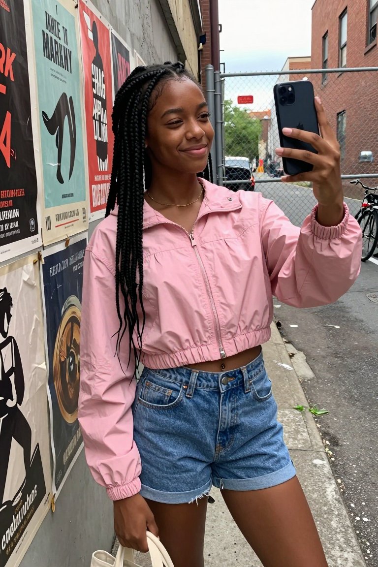 Pink Windbreaker & Denim Shorts: A Spring Must
