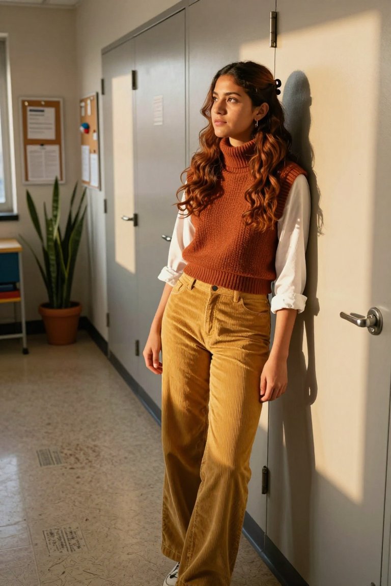 Why this knit vest and corduroy combo is the ultimate fall look