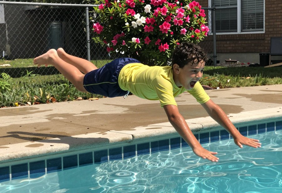 Diving into summer with this bright yellow swim shirt!