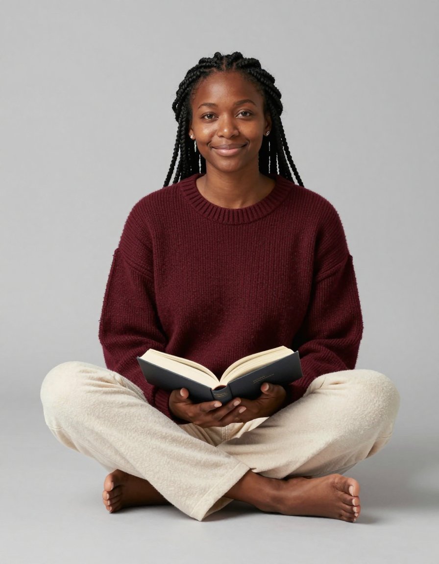 The coziest fall outfit for reading days
