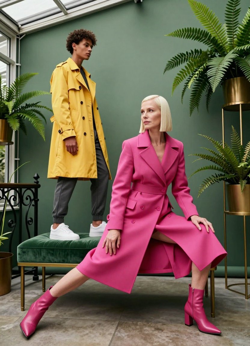 punchy pink trench doing the heavy lifting