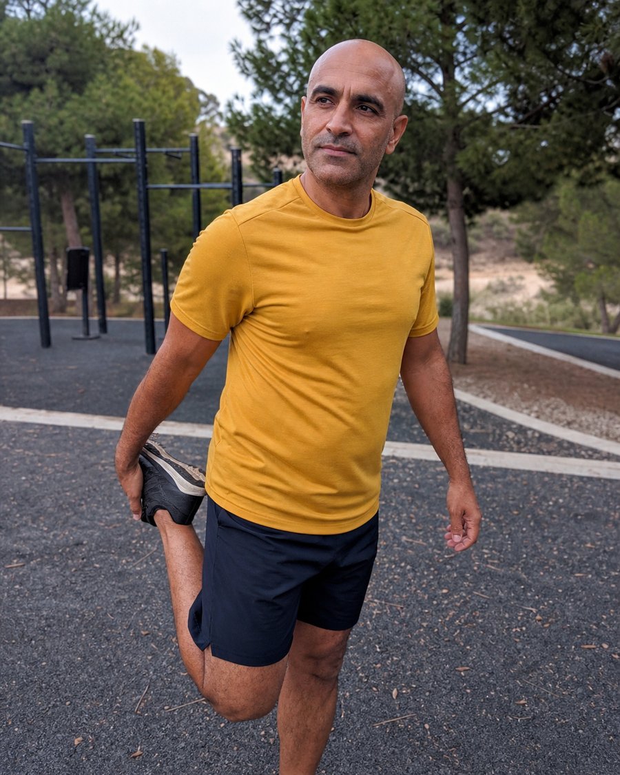 that mustard tee is doing all the work