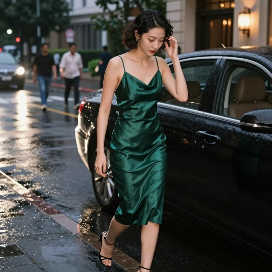 The Perfect Emerald Slip Dress for Summer Nights