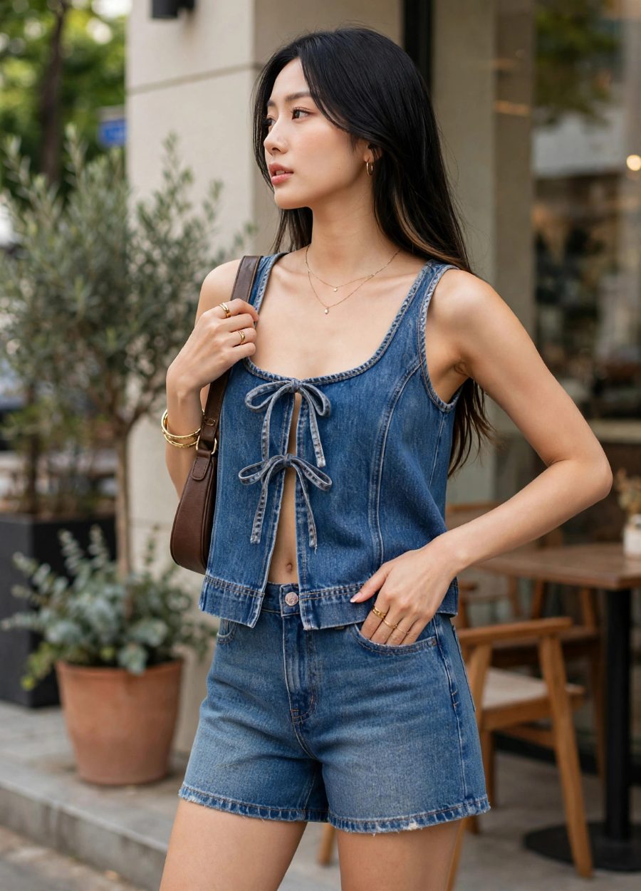The tie-front denim top everyone's wearing this summer