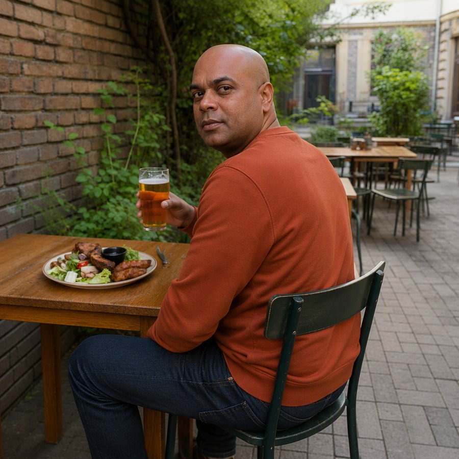Does that rust sweater breathe well enough for this patio heat?
