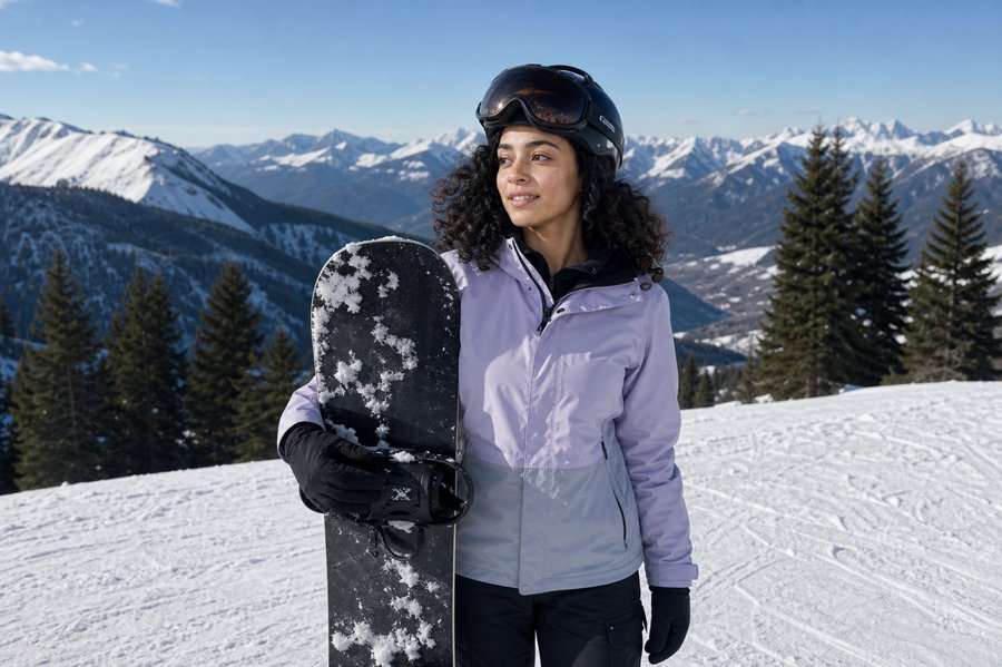 Where did you score that lavender and grey ski jacket?
