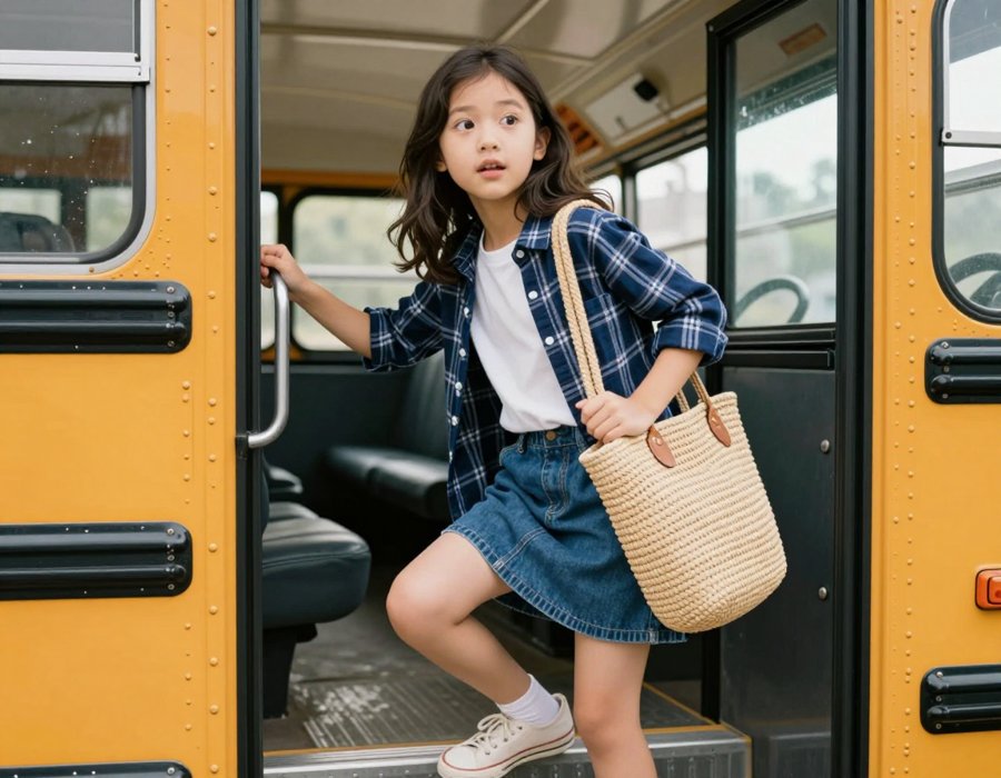 Cute Back-to-School Outfit: Plaid & Denim