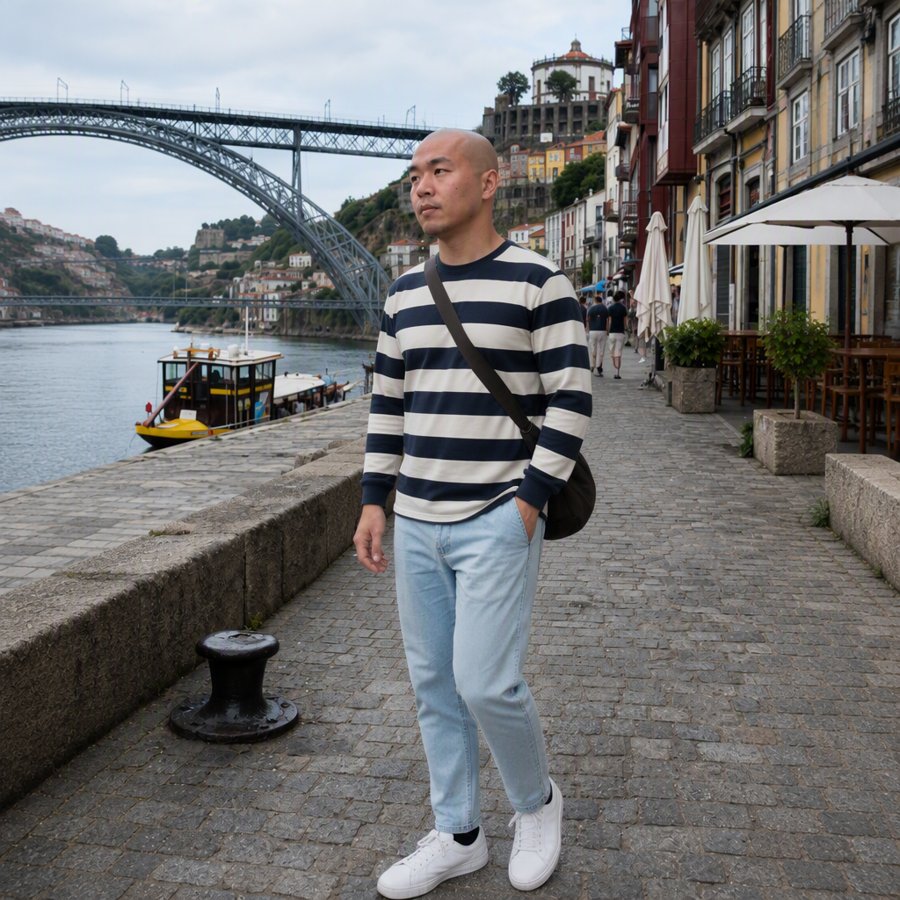 stripes and kicks for a long walk