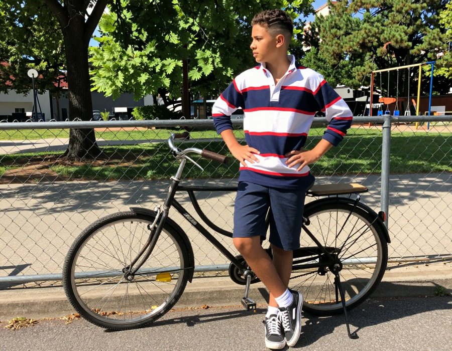 Retro Rugby Shirt & Bike Day Look