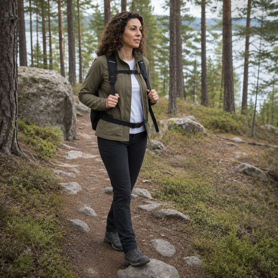 wearing this olive jacket for a coastal hike
