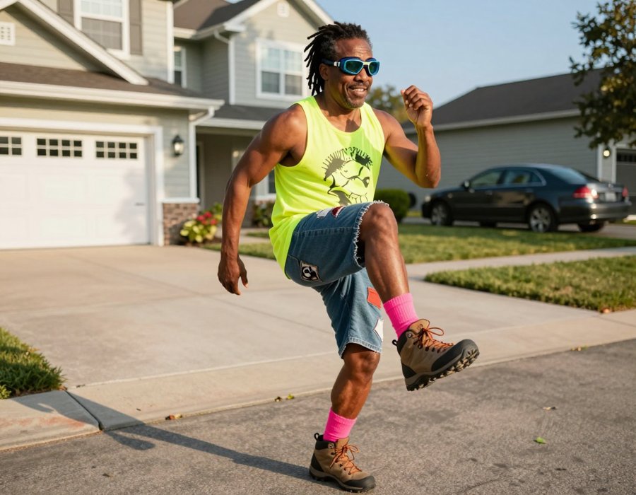 okay this neon tank and pink socks fit is actually genius