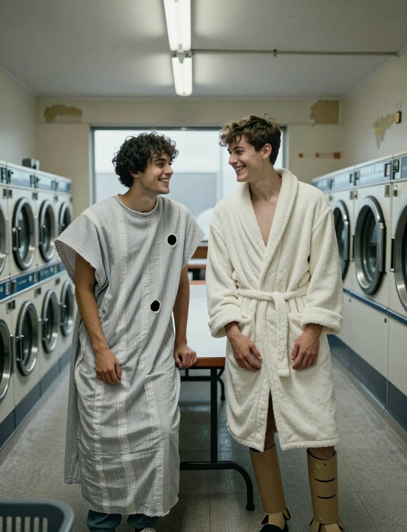 bathrobe and cardboard legs?? yes please