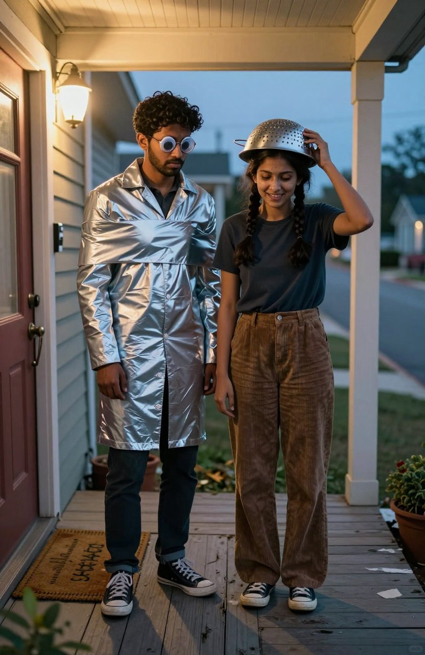 my shiny silver coat and googly eyes for halloween