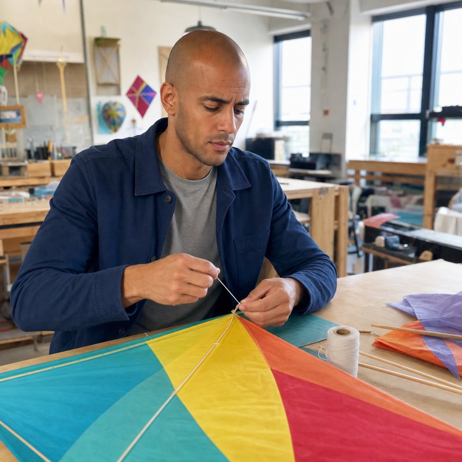 navy shacket clashing with rainbow kite colors